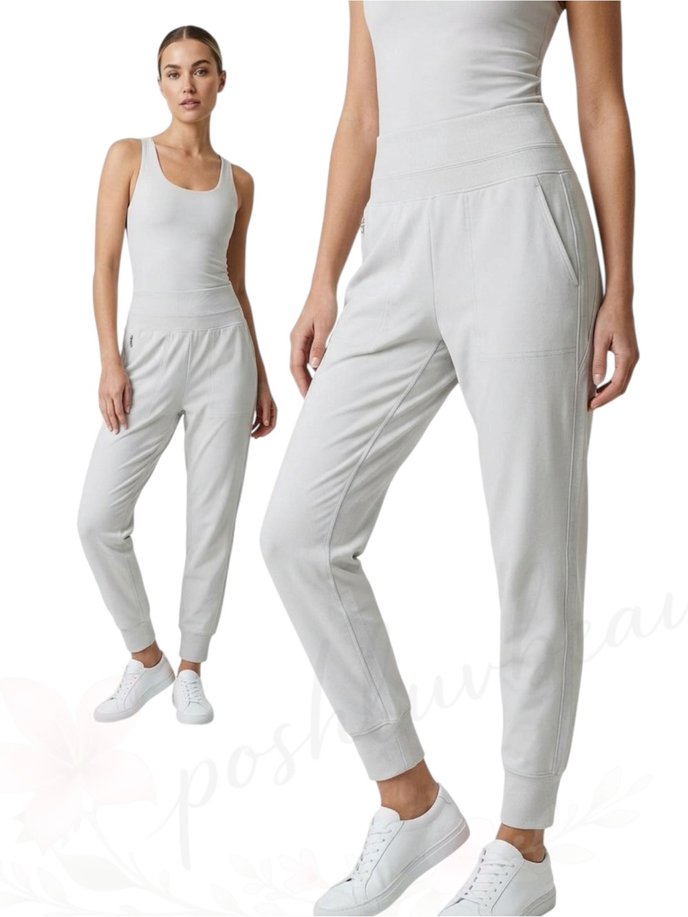 Athleta Venice High Rise Jogger Light Grey Bone Size M Like New!